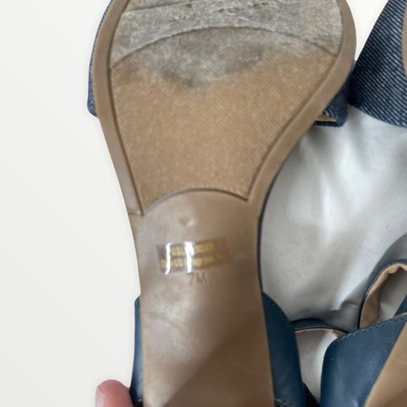 MARC FISHER Denim Ankle Strap Block Heel Sandals, Size 7M - Picture 5 of 7